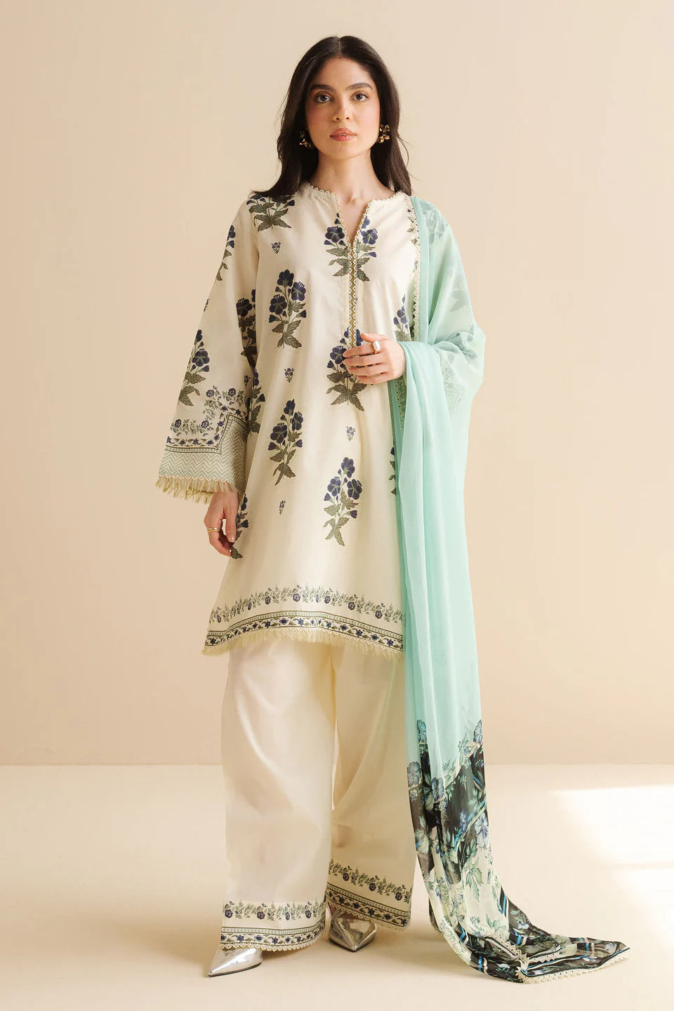 3Pc Digital Printed Lawn Shirt with Printed Dupatta CO 492