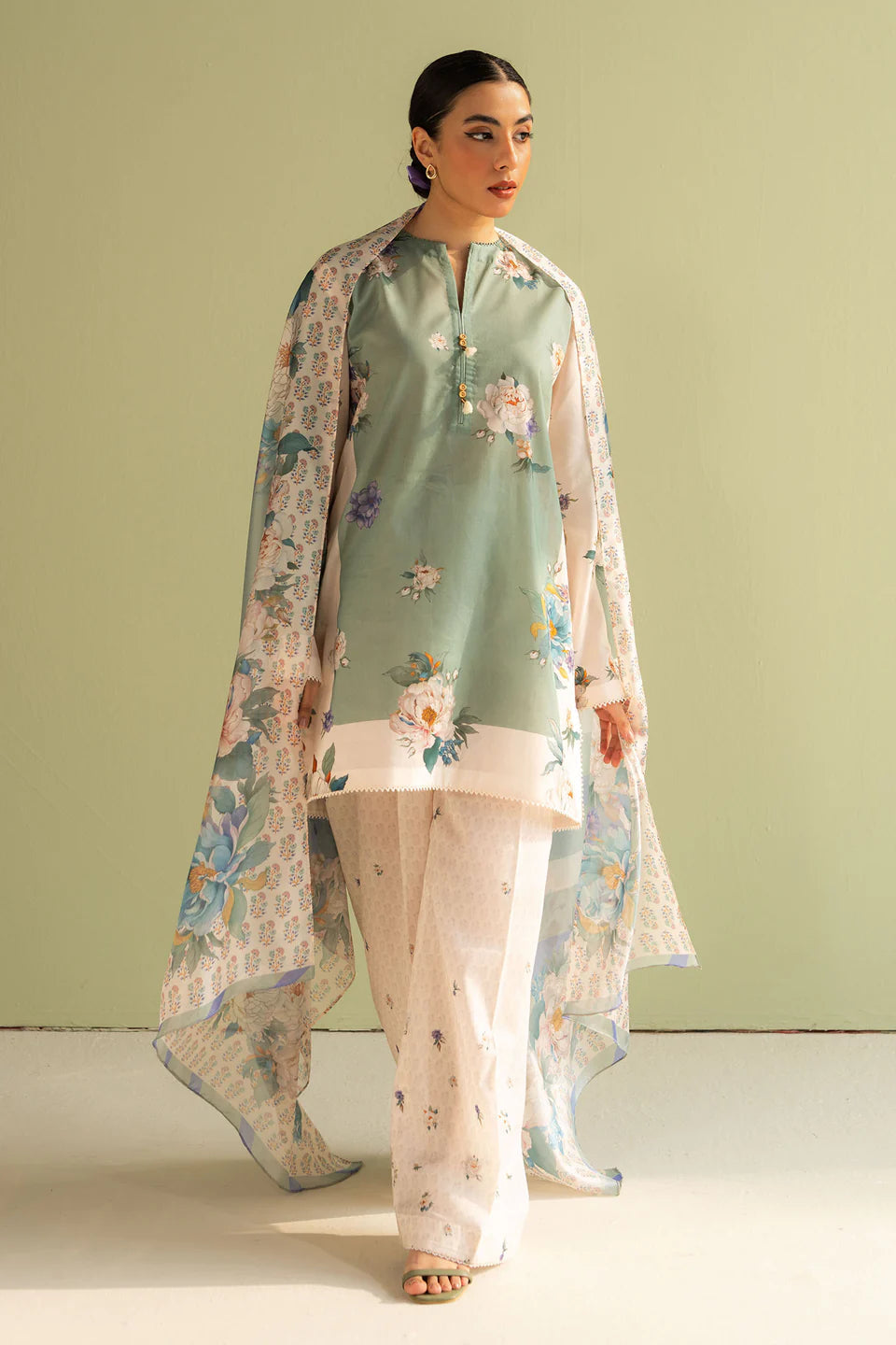 3Pc Digital Printed Lawn Shirt with Printed Dupatta CO 496